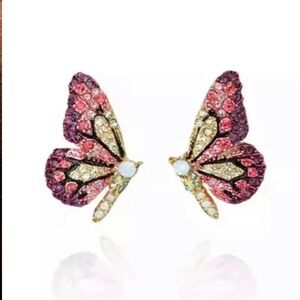 18k Gold Plated Butterfly 🦋 Flutterby Earrings in Pink New